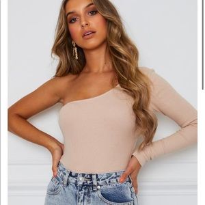All Talk One Shoulder Bodysuit Nude